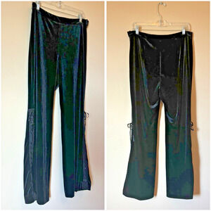 Samuel Dong by Dons Collection Women's Large Black Velvet Side Lace Up Pants Y2K
